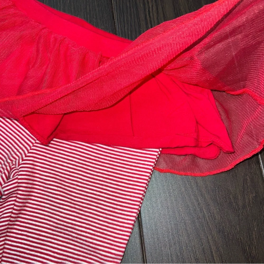 Carter's Baby Girls Red Striped Tutu Leggings, Size 9M